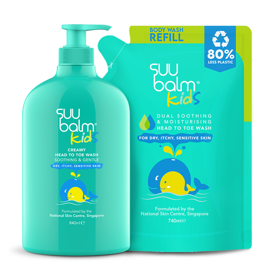 Suu Balm Kids Creamy Head To Toe Wash Soothing & Gentle Bundle (840ml + 740ml)