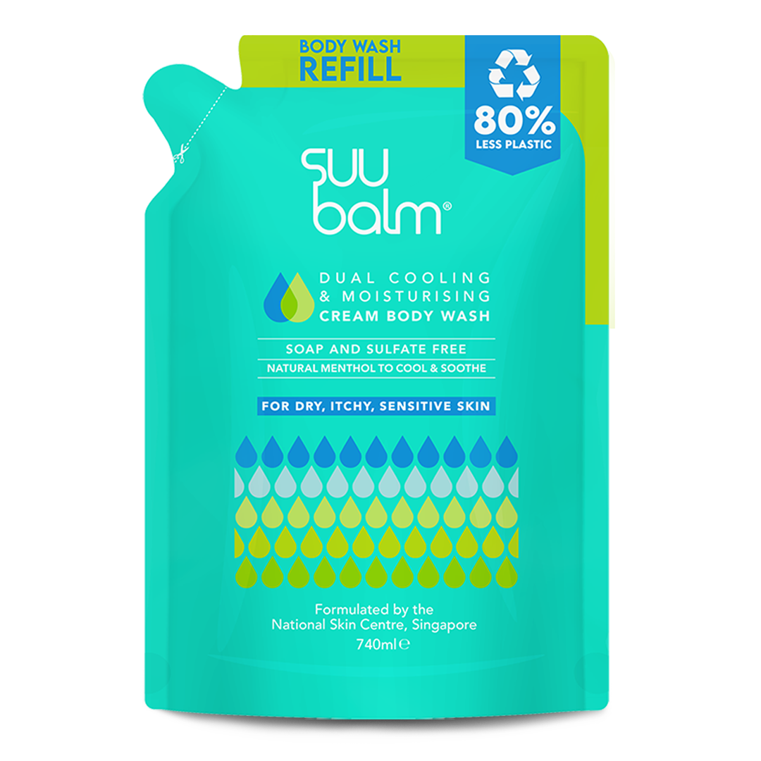 Suu Balm Body Care Creamy Body Wash Cooling & Gentle Refill Pack (740ml)