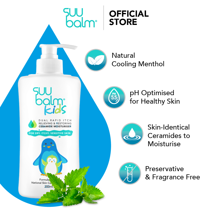 Suu Balm Kids Ceramide Moisturiser Gentle Itch Relief 200ml