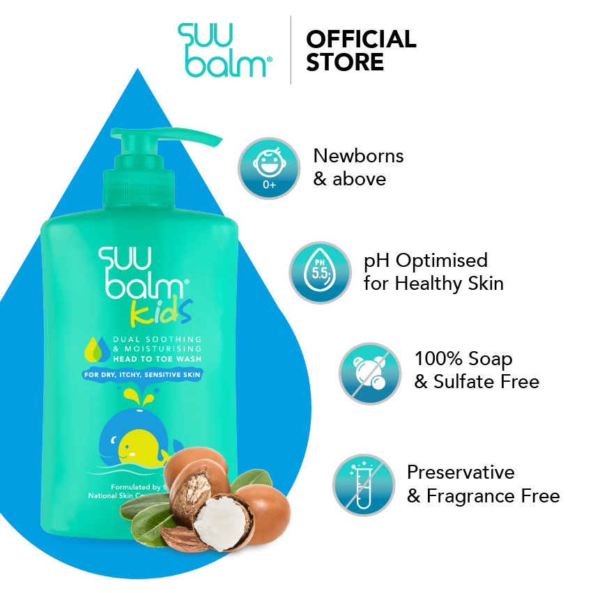 Suu Balm Kids Creamy Head To Toe Wash Soothing & Gentle 420ml