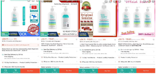 Pelembap tiruan jenama tempatan muncul dalam talian; pengguna lapor reaksi kulit sensitif selepas penggunaan