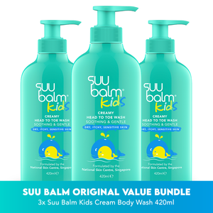 Suu Balm 儿童从头到脚舒缓温和乳霜超值套装（3 x 420 毫升）