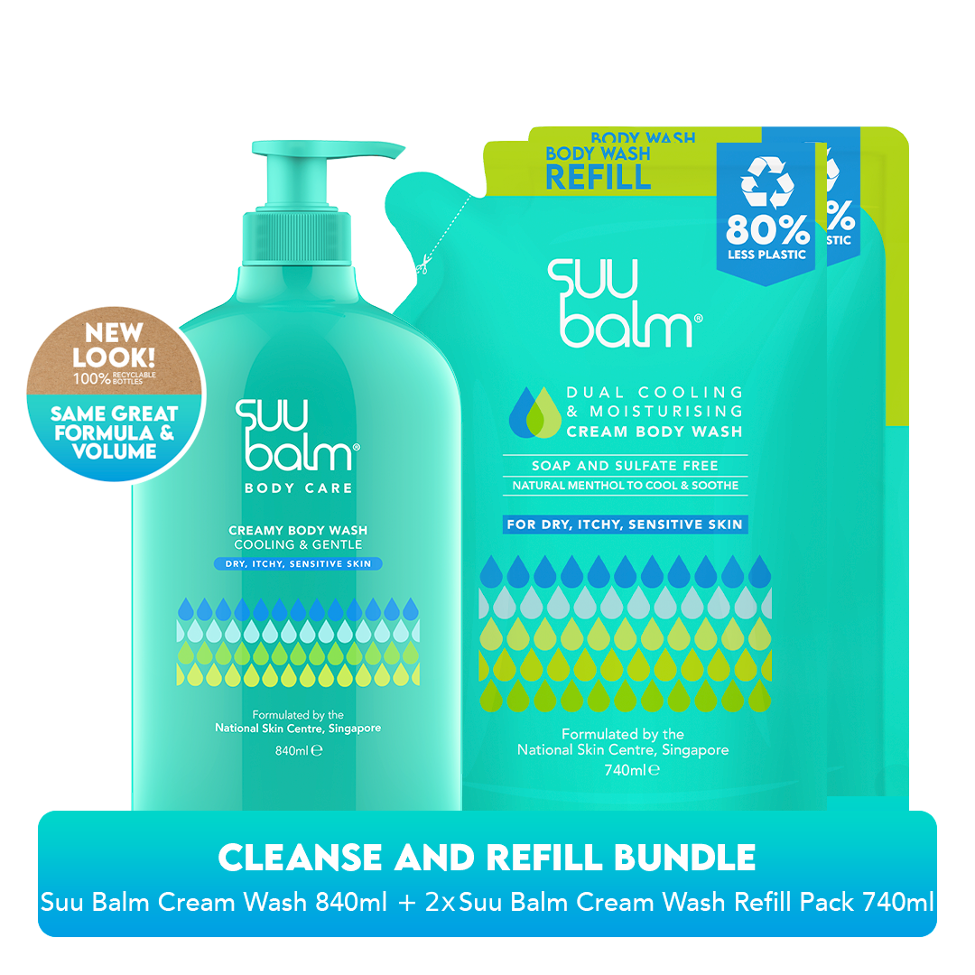 Suu Balm Dual Cooling & Moisturising Cream Body Wash Value Bundle (840ml + 2 x 740ml)