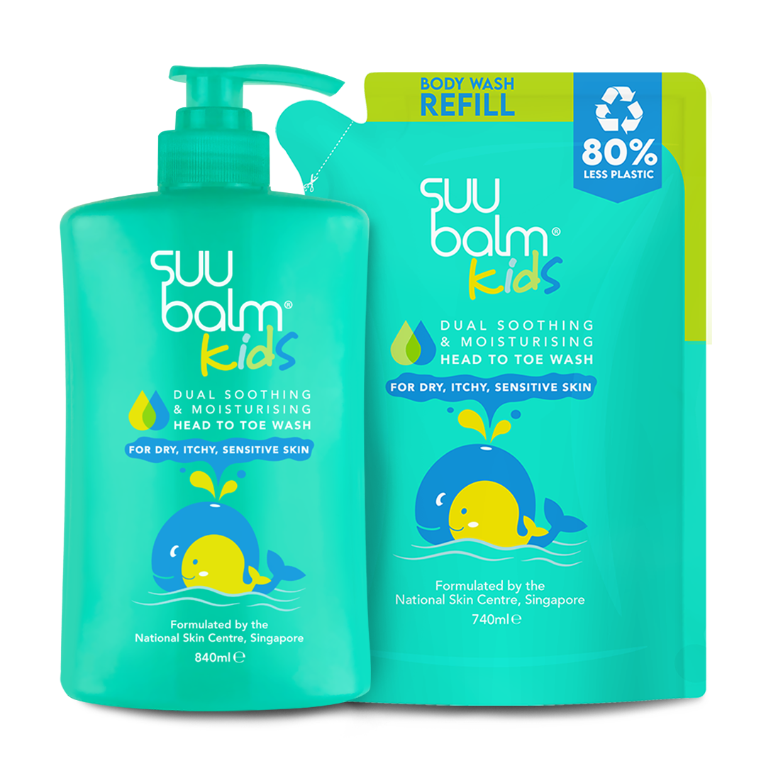 Suu Balm Kids Dual Soothing & Moisturising Head-to-Toe Wash Value Bundle (840ml + 740ml)