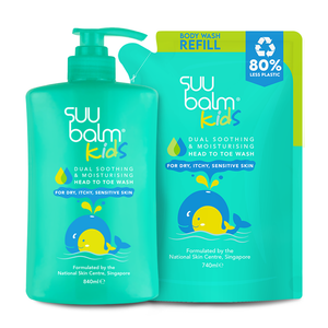 Suu Balm Kanak-kanak Dual Menenangkan & Melembapkan Himpunan Nilai Basuh Kepala-ke-Kaki (840ml + 740ml)