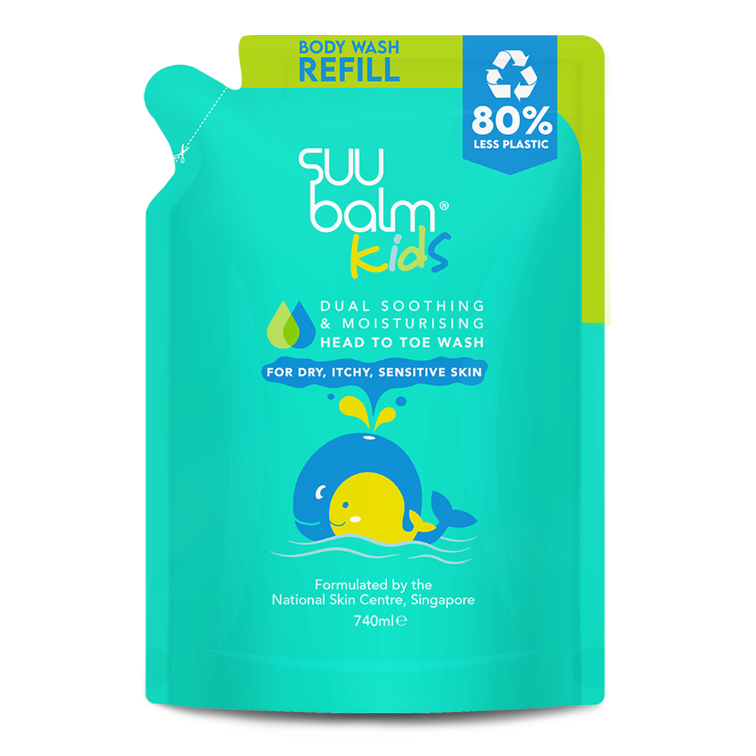 Suu Balm 儿童从头到脚舒缓温和乳液补充装（740 毫升）