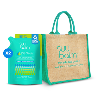 Suu Balm Eco Bundle (Body Wash Refill 2 x 740ml + Limited Edition Jute Bag)